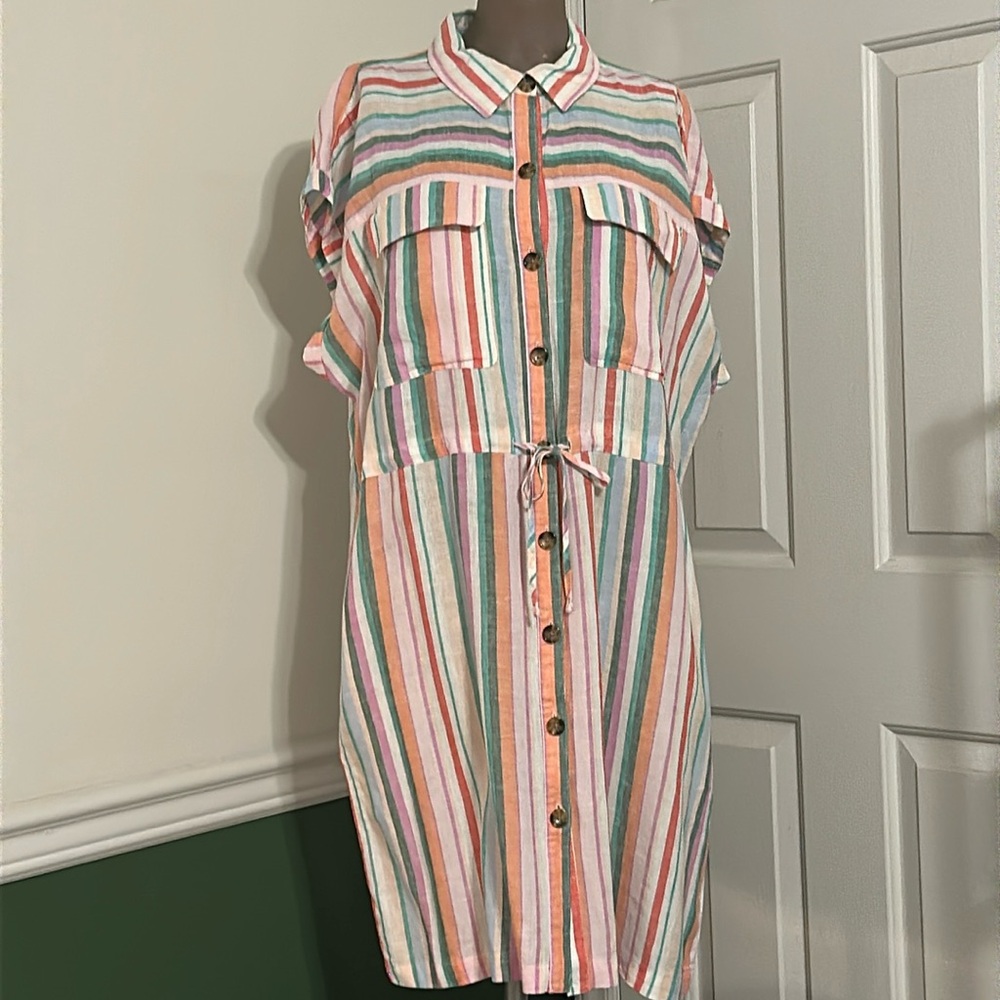 Time and Tru Short Sleeve Linen Dress with Pockets sz XL